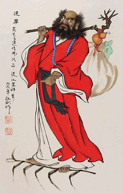 Bodhidharma, el primer Patriarca del Budismo Zen o Chán. Información de Wikipedia